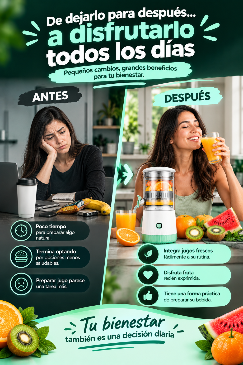 ¡PROMO! Mini Exprimidor de frutas Eléctrico Recargable