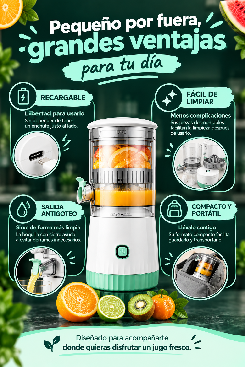 ¡PROMO! Mini Exprimidor de frutas Eléctrico Recargable
